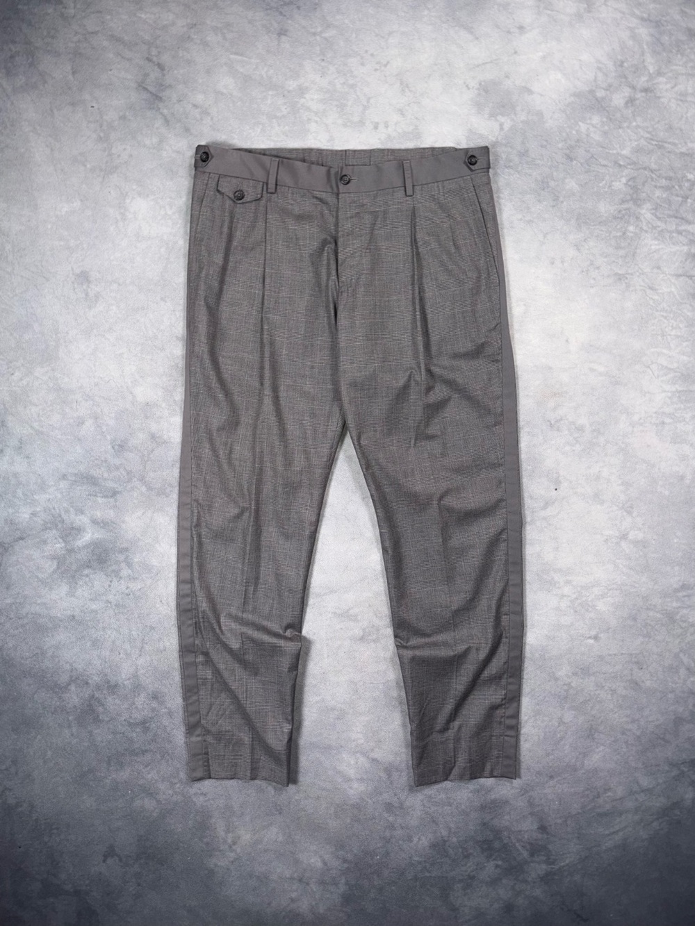 DOLCE & GABANNA Grey Plaid Stripe Tailored Italian Luxury Dress Pants RRP1200$